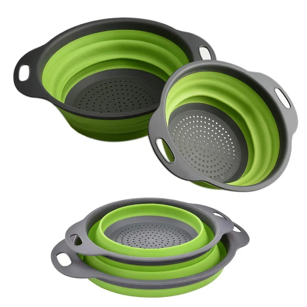 Round Folding Colander – BPA-Free Strainer for Fruits & Vegetables Space-Saving Drain Basket Dishwasher Safe