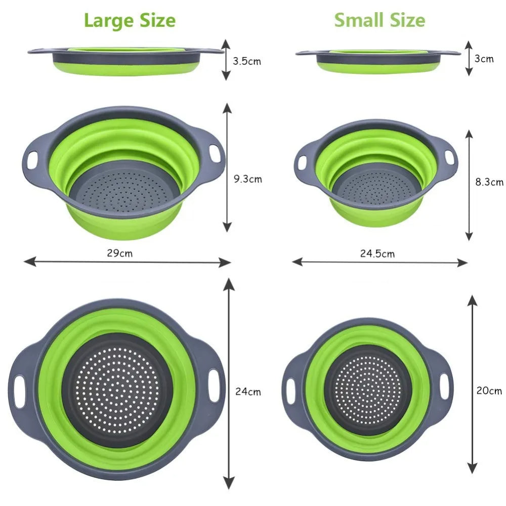 Round Folding Colander – BPA-Free Strainer for Fruits & Vegetables Space-Saving Drain Basket Dishwasher Safe
