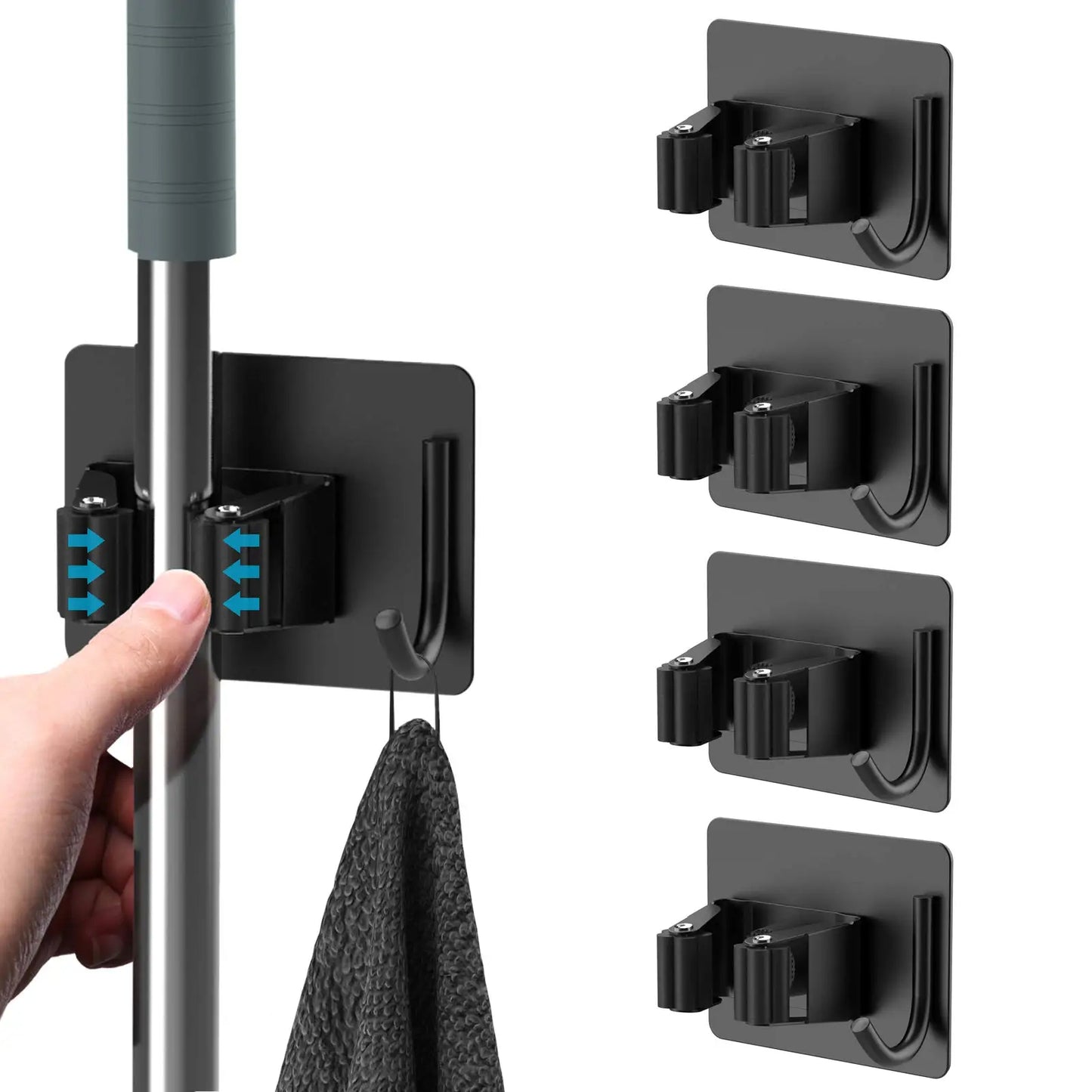 Wall-Mount Mop & Broom Holder – Stainless Steel Storage Hook for Kitchen & Bathroom Organization Heavy-Duty Wall Organizer Rack