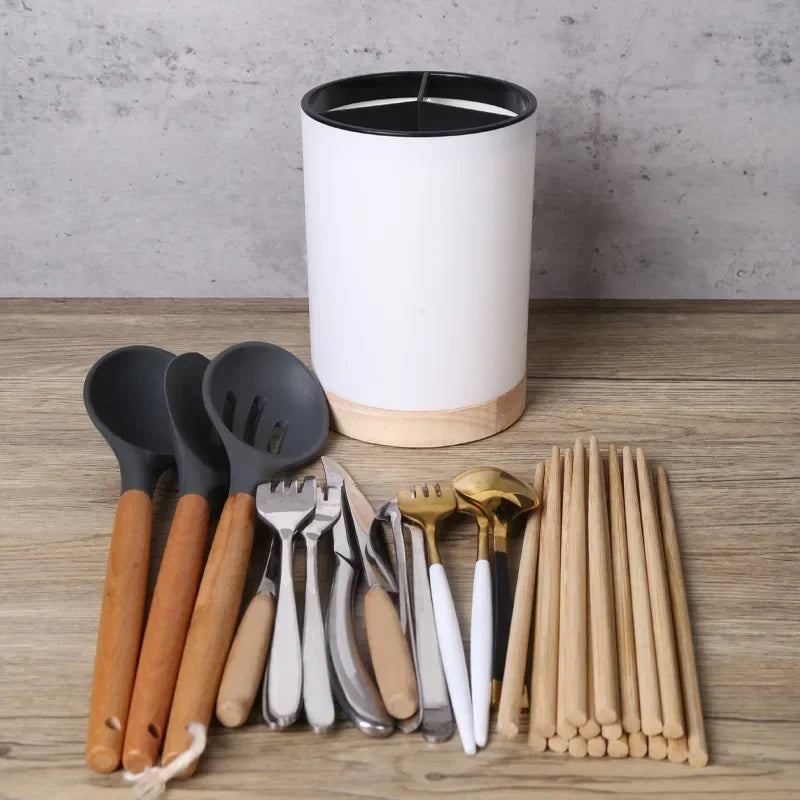 Plastic Utensil Holder & Cutlery Drainer Detachable Storage Rack for Chopsticks Spoons & Kitchen Tableware