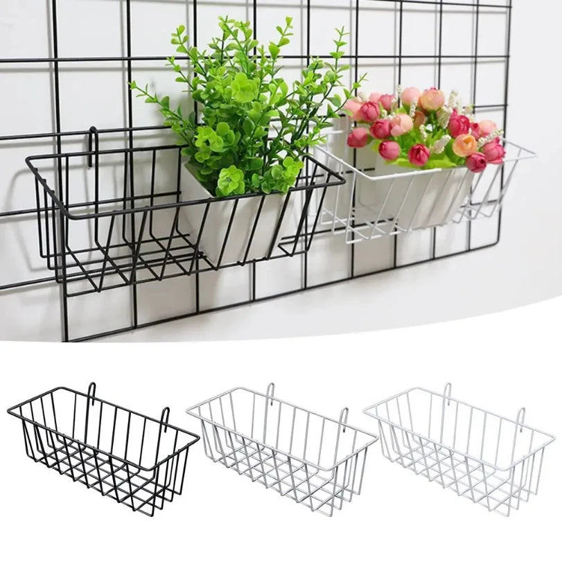 Multifunctional Wall-Mount Grid Panel Basket DIY Hanging Rack for Kitchen, Bathroom & Home Decor| Art & Storage Display Organizer