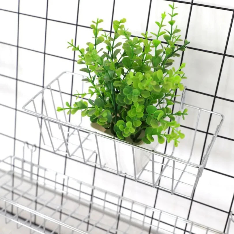 Multifunctional Wall-Mount Grid Panel Basket DIY Hanging Rack for Kitchen, Bathroom & Home Decor| Art & Storage Display Organizer