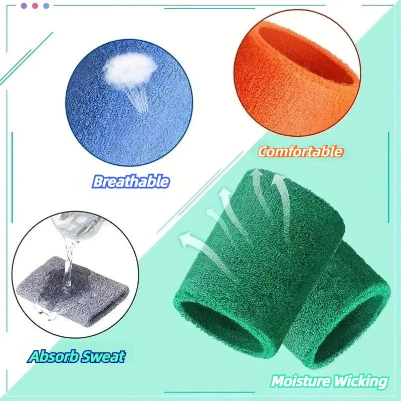 8×10CM Sports Wristbands Sweat Absorbing Towel Wrist Guards for Tennis, Basketball, Padel, Fitness & More