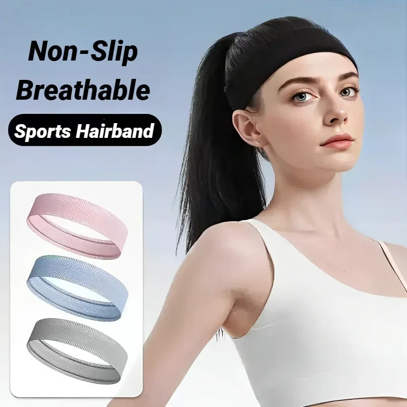 Unisex Sports Elastic Headband Sweat-Absorbing, Anti-Slip Hair Band for Fitness, Yoga, Tennis & Cycling