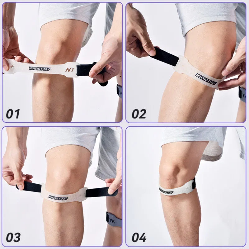 Adjustable Silicone Patella Knee Strap Shock Absorbing Compression Brace for Tendon Support & Pain Relief