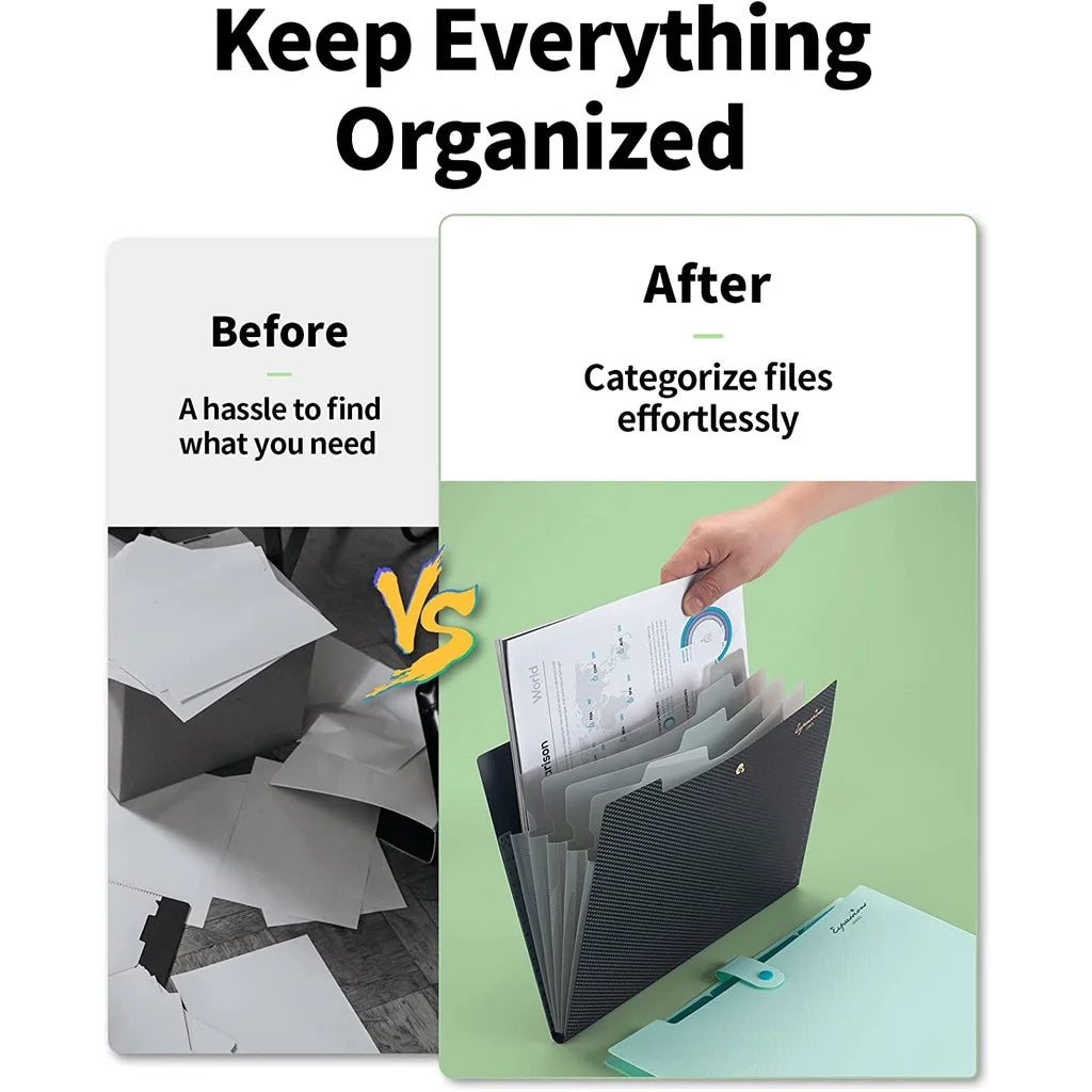 A4 Expanding File Folder 5 Pocket Document Organizer for School & Office Supplies