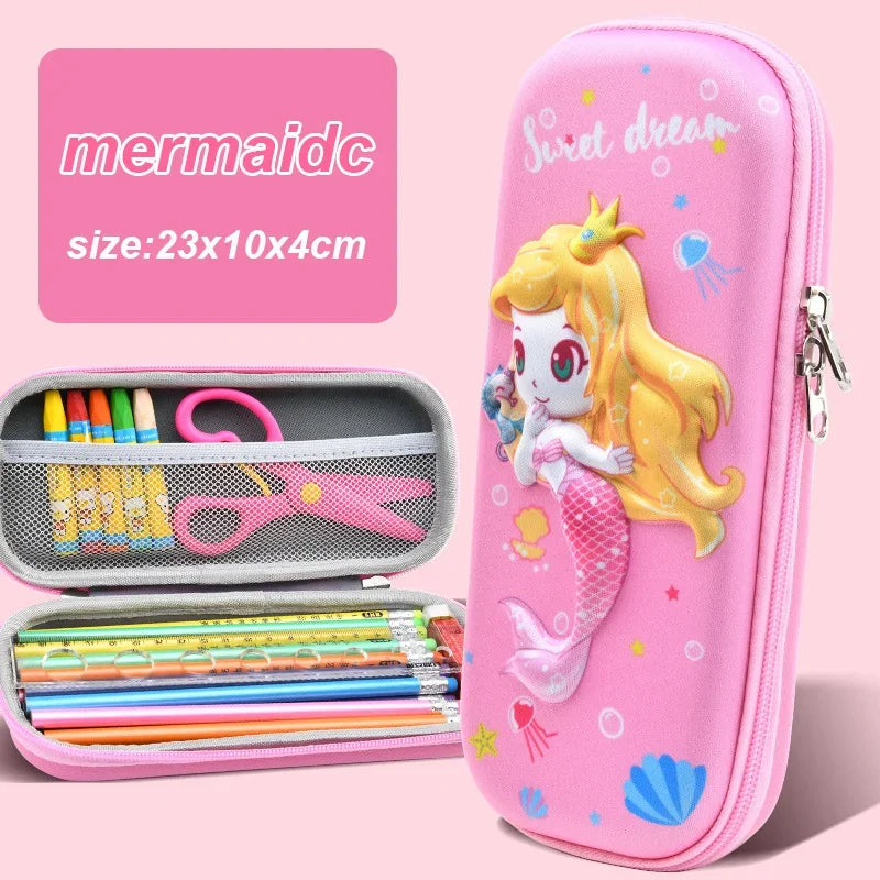 Kawaii 3D Unicorn Pencil Case Large Capacity Waterproof EVA Stationery Bag for Students