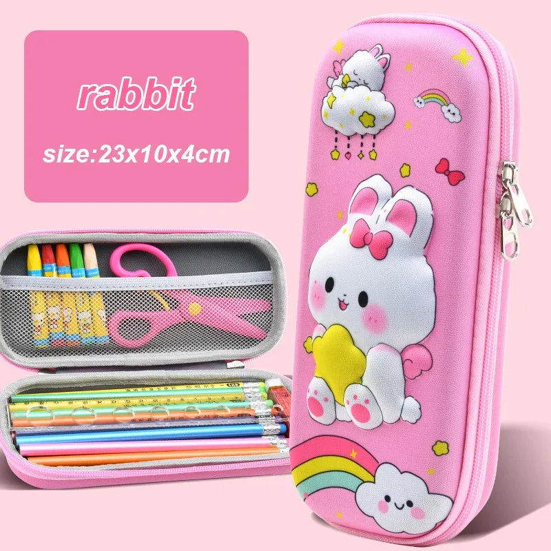 Kawaii 3D Unicorn Pencil Case Large Capacity Waterproof EVA Stationery Bag for Students