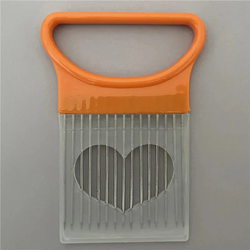 Stainless Steel Onion Holder & Slicer Guide Vegetable Cutting Aid Fork for Tomatoes, Onions & More