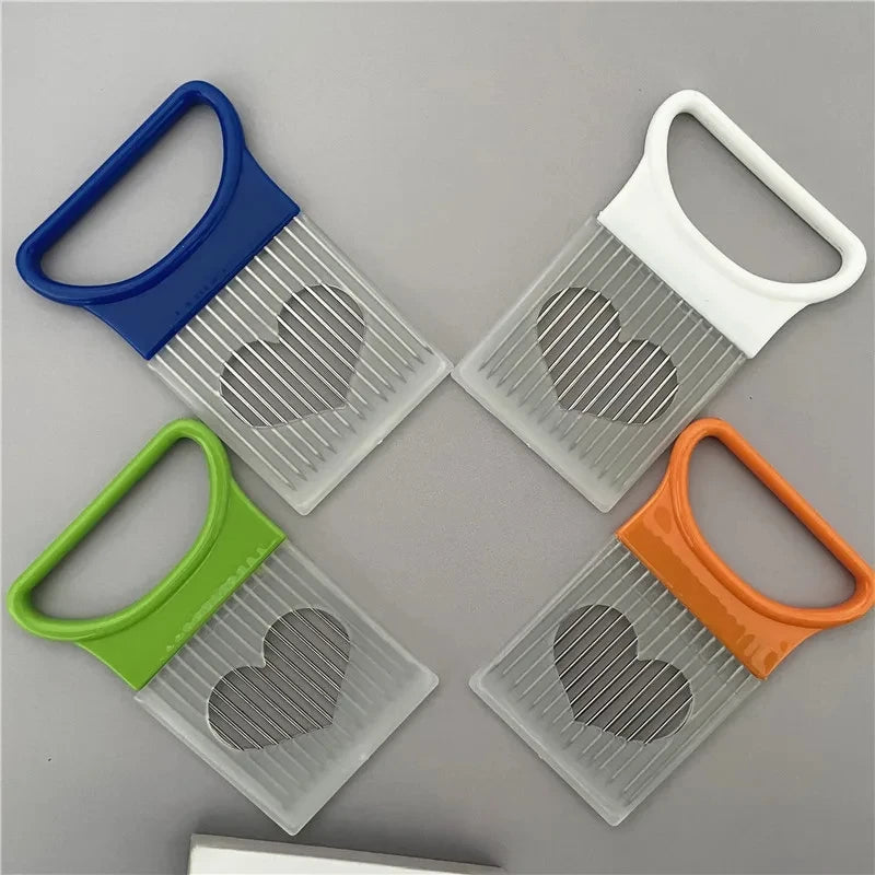 Stainless Steel Onion Holder & Slicer Guide Vegetable Cutting Aid Fork for Tomatoes, Onions & More