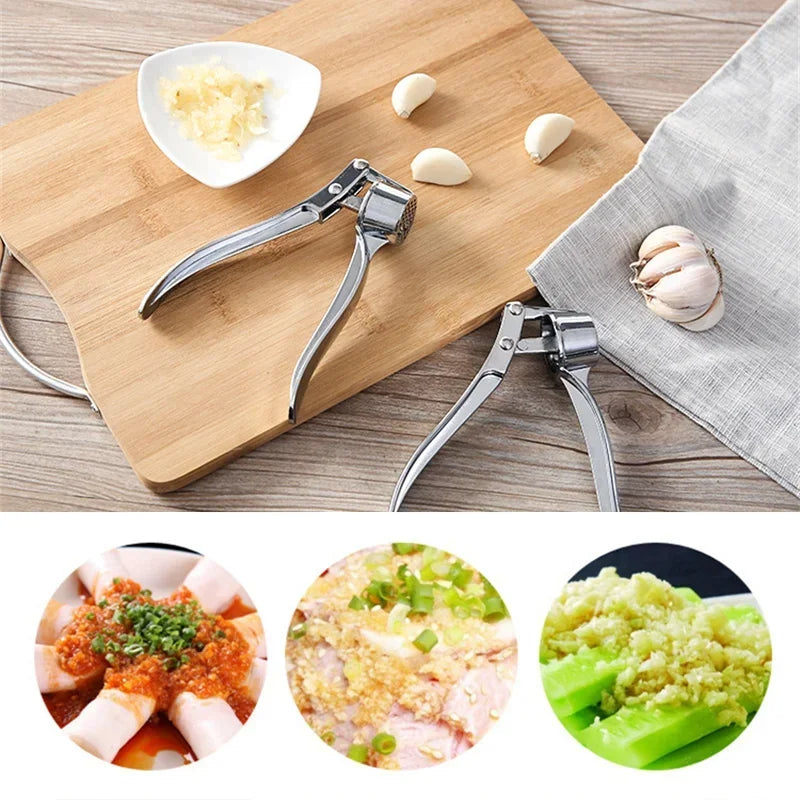 Stainless Steel Garlic Press & Ginger Juicer Manual Crusher & Grinder Tool for Kitchen
