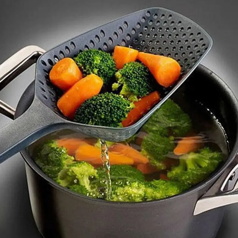 Large Strainer Spoon with Funnel Fried Food & Vegetable Water Filter Portable Kitchen Cooking Tool