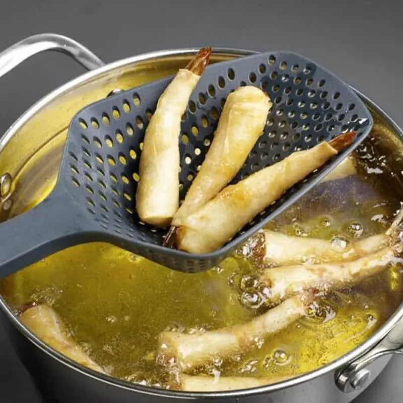 Large Strainer Spoon with Funnel Fried Food & Vegetable Water Filter Portable Kitchen Cooking Tool