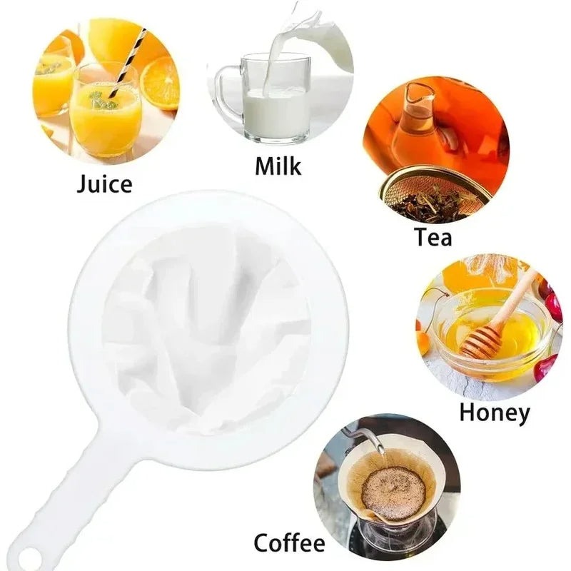Reusable Nylon Ultra-Fine Filter Mesh Strainer 100/200/400 Mesh for Soy Milk, Juice, Coffee & Food