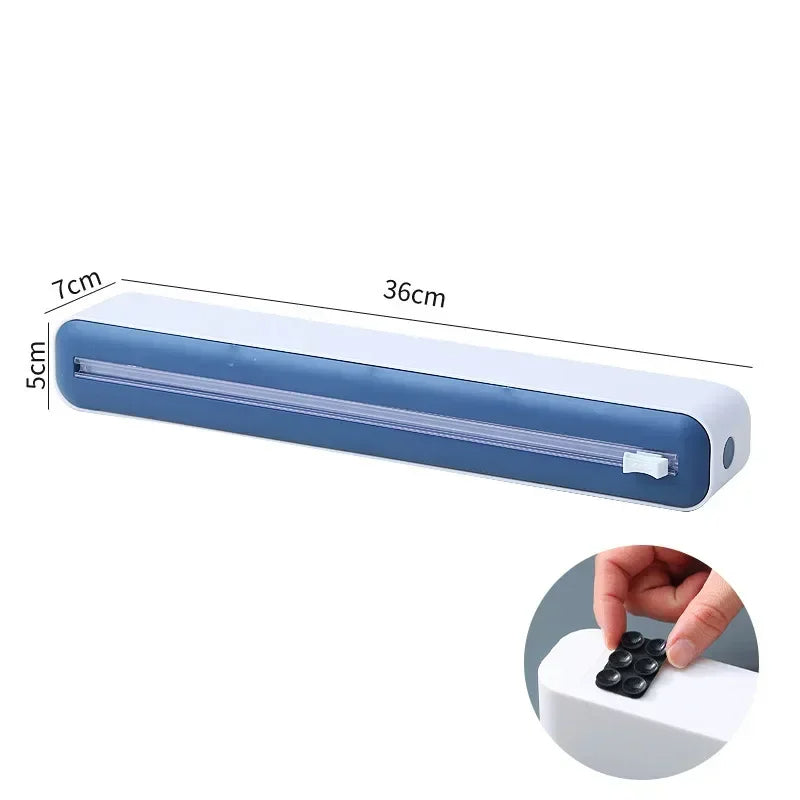 2-in-1 Food Wrap Dispenser with Cutter Aluminum Foil & Cling Film Storage Box Kitchen Organizer