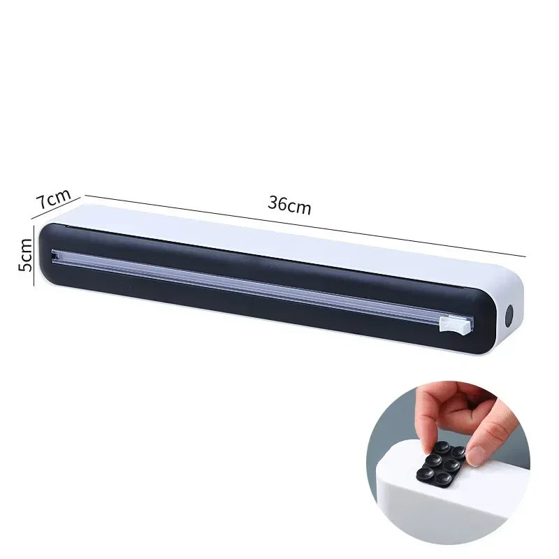 2-in-1 Food Wrap Dispenser with Cutter Aluminum Foil & Cling Film Storage Box Kitchen Organizer