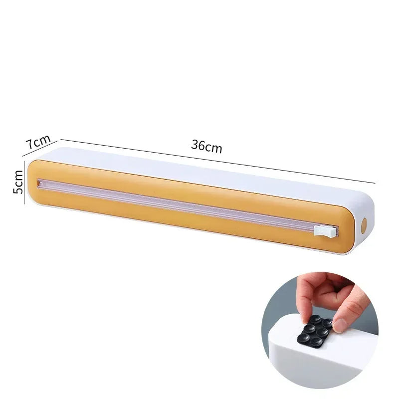 2-in-1 Food Wrap Dispenser with Cutter Aluminum Foil & Cling Film Storage Box Kitchen Organizer