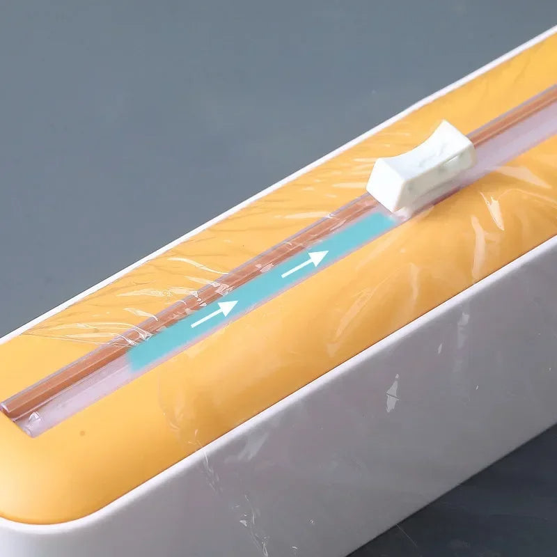 2-in-1 Food Wrap Dispenser with Cutter Aluminum Foil & Cling Film Storage Box Kitchen Organizer