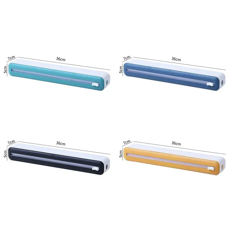 2-in-1 Food Wrap Dispenser with Cutter Aluminum Foil & Cling Film Storage Box Kitchen Organizer
