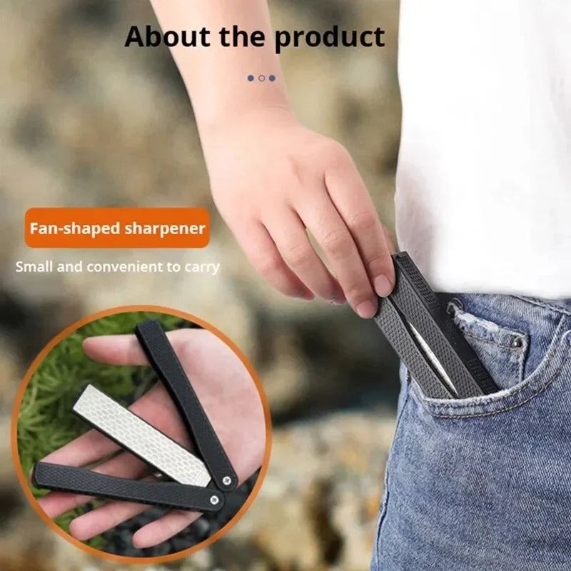 Portable Double-Sided Diamond Grindstone Professional Pocket Folding Knife Sharpener