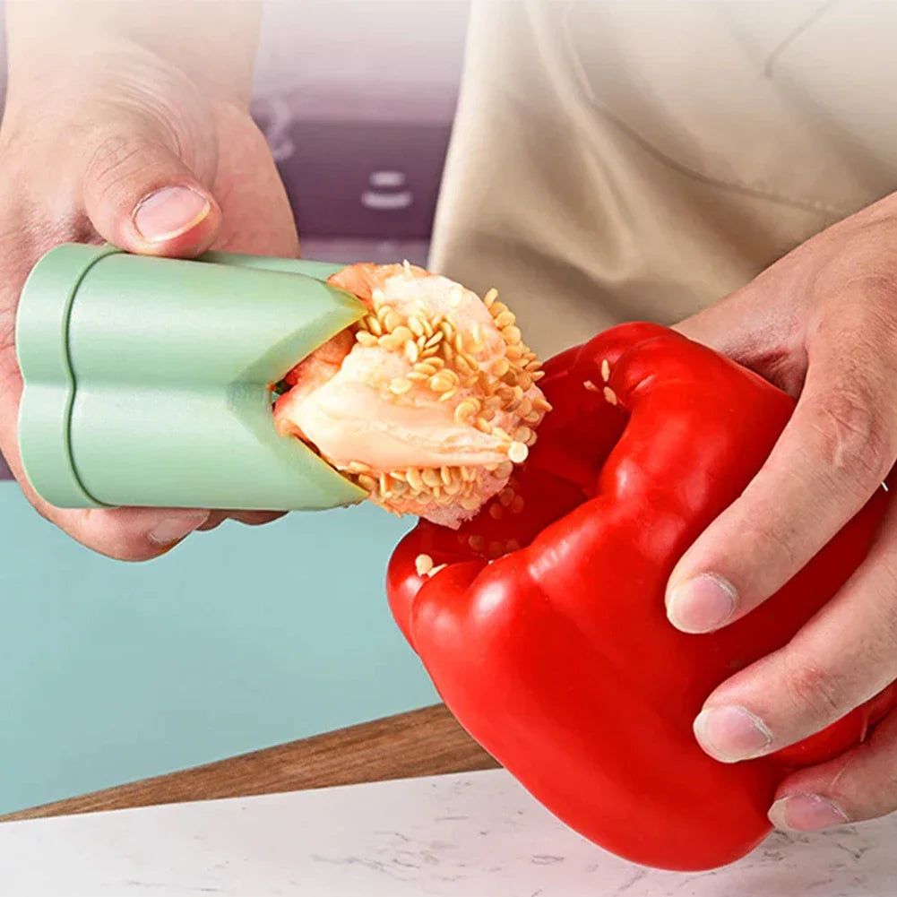 2-in-1 Fruit & Pepper Corer Reusable Seed Remover & Vegetable Coring Tool Portable Kitchen Utensil