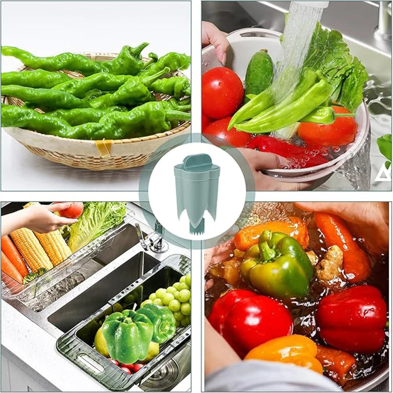 2-in-1 Fruit & Pepper Corer Reusable Seed Remover & Vegetable Coring Tool Portable Kitchen Utensil