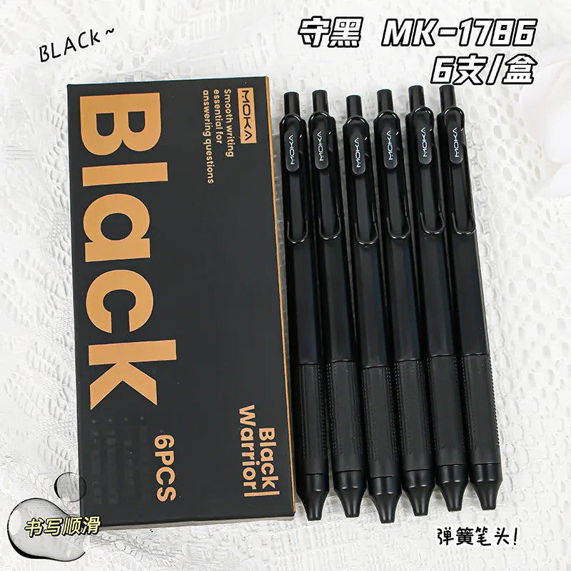 6-Pack Retractable Gel Ink Pens 0.5mm Black, Quick-Drying, Smooth Writing, Silicone Grip, No Smudge ST Tip – Ideal for Christmas Gifts