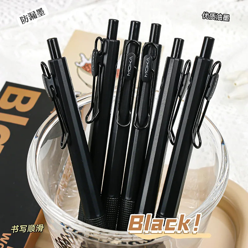 6-Pack Retractable Gel Ink Pens 0.5mm Black, Quick-Drying, Smooth Writing, Silicone Grip, No Smudge ST Tip – Ideal for Christmas Gifts