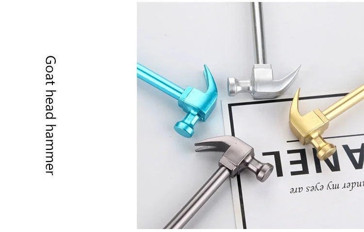 4-Pack Creative Metallic Hammer Gel Pens Cute Tool-Inspired Stationery, Smooth Writing Simulation Pens