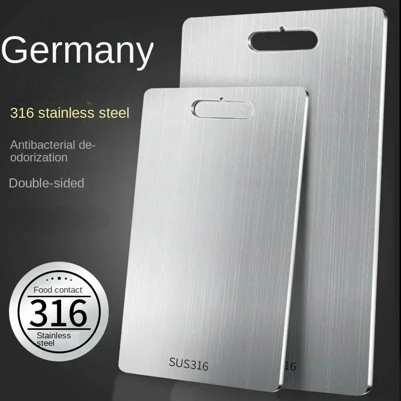 316 Stainless Steel Double Sided Thickened Cutting & Kneading Board Durable Kitchen Panel for Chopping and Dough Preparation