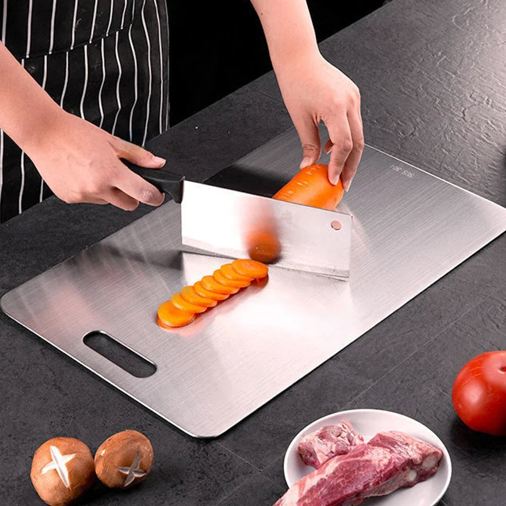 316 Stainless Steel Double Sided Thickened Cutting & Kneading Board Durable Kitchen Panel for Chopping and Dough Preparation