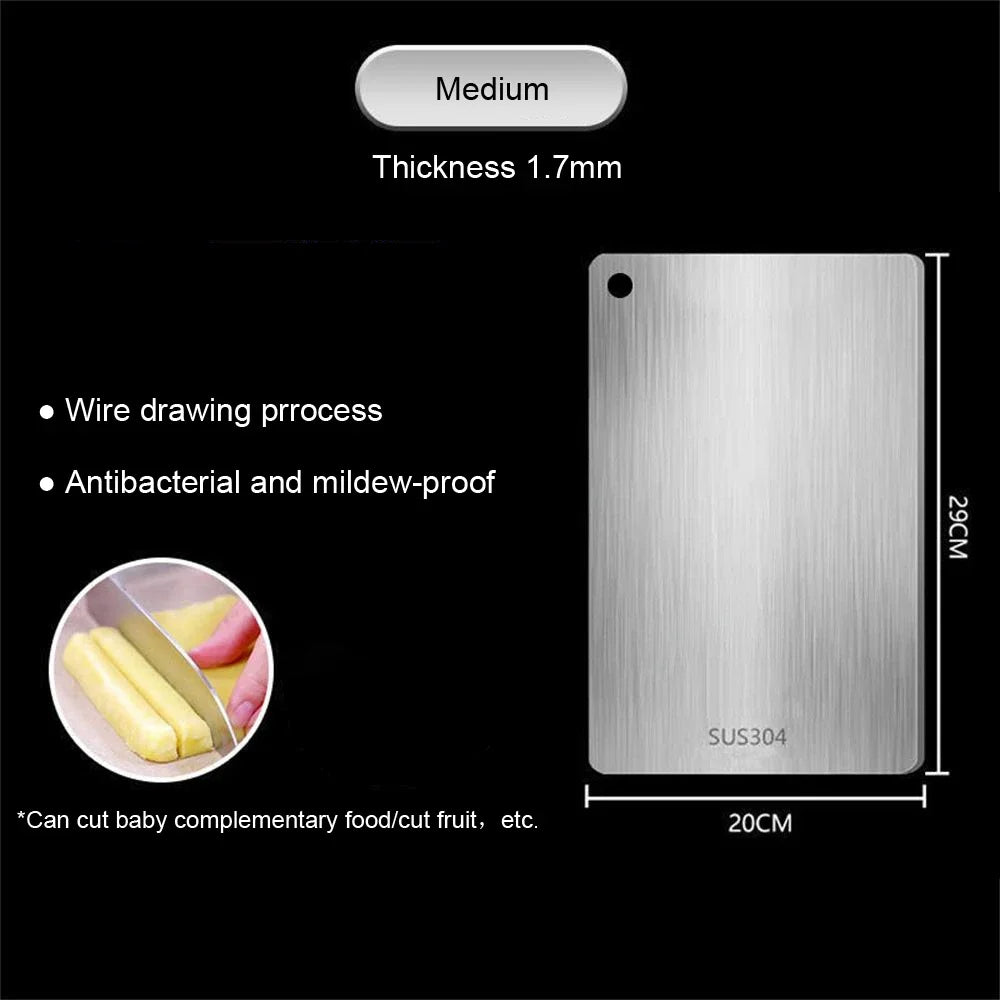 316 Stainless Steel Double Sided Thickened Cutting & Kneading Board Durable Kitchen Panel for Chopping and Dough Preparation