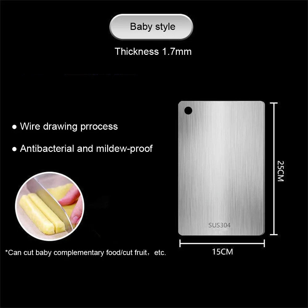 316 Stainless Steel Double Sided Thickened Cutting & Kneading Board Durable Kitchen Panel for Chopping and Dough Preparation
