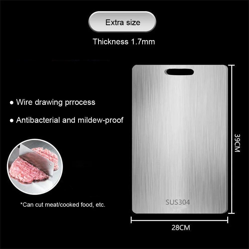 316 Stainless Steel Double Sided Thickened Cutting & Kneading Board Durable Kitchen Panel for Chopping and Dough Preparation