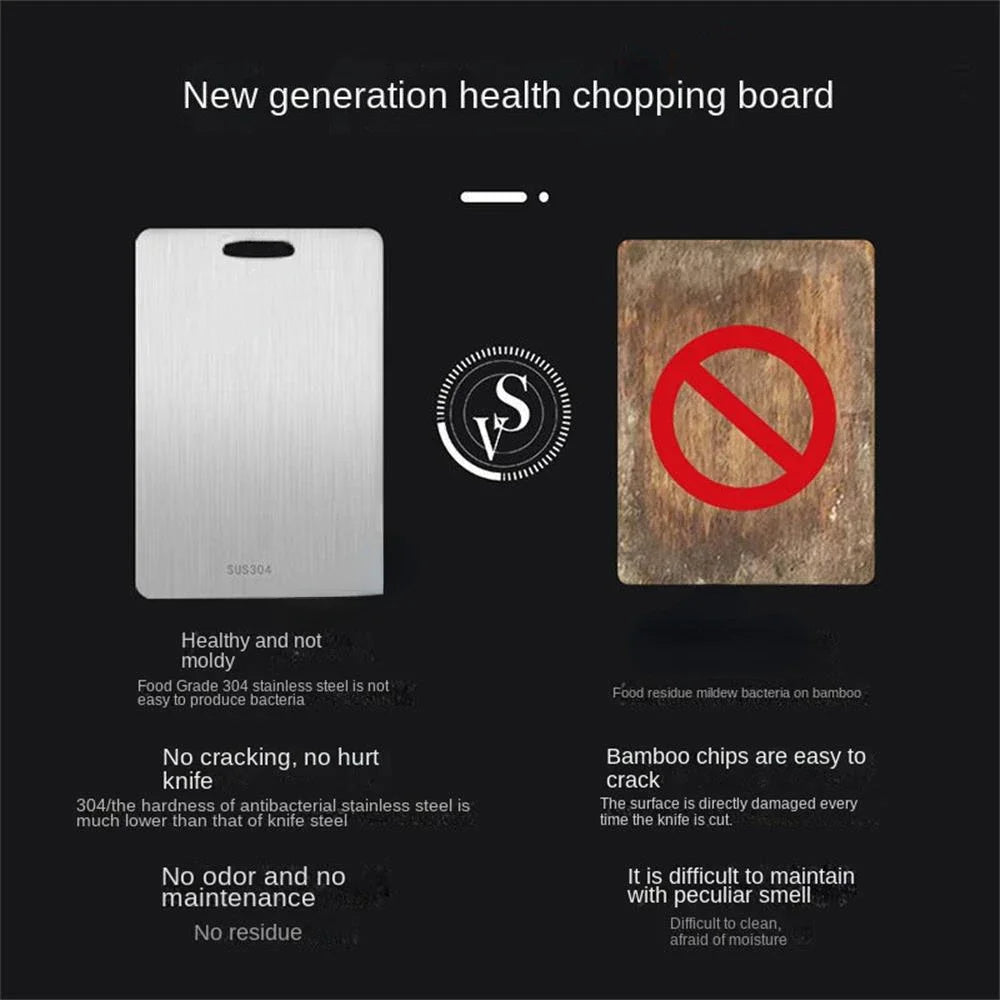 316 Stainless Steel Double Sided Thickened Cutting & Kneading Board Durable Kitchen Panel for Chopping and Dough Preparation
