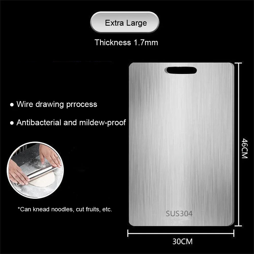 316 Stainless Steel Double Sided Thickened Cutting & Kneading Board Durable Kitchen Panel for Chopping and Dough Preparation