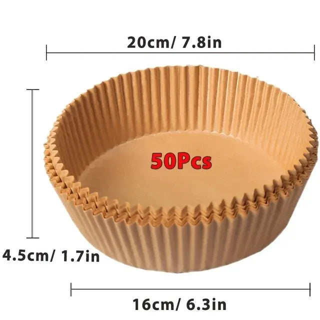 50/100Pcs Disposable Air Fryer Paper Liners Non-Stick Round Baking Papers for Air Fryers & Kitchen Use
