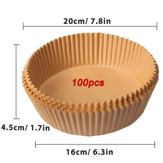 50/100Pcs Disposable Air Fryer Paper Liners Non-Stick Round Baking Papers for Air Fryers & Kitchen Use