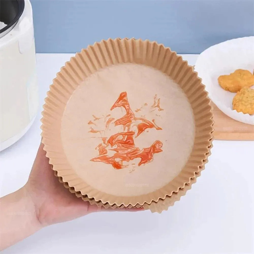 50/100Pcs Disposable Air Fryer Paper Liners Non-Stick Round Baking Papers for Air Fryers & Kitchen Use