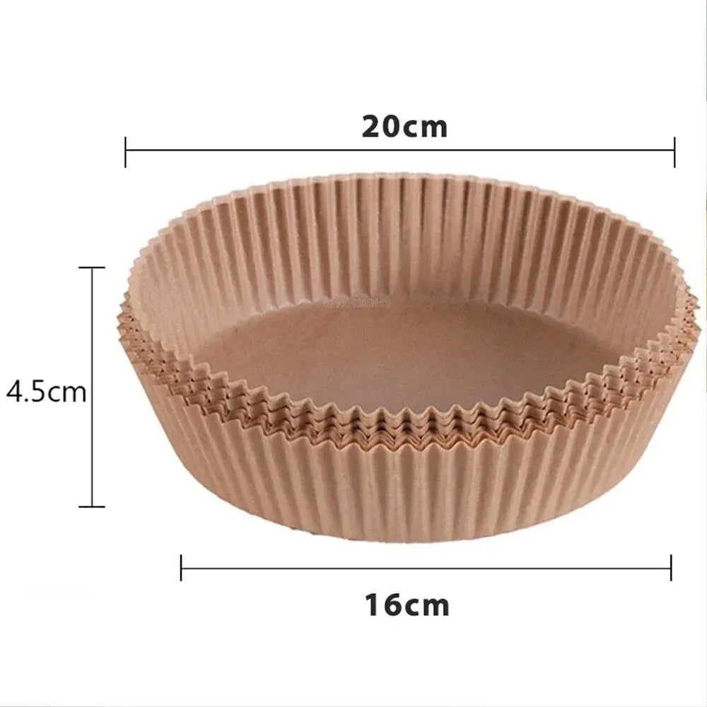 50/100Pcs Disposable Air Fryer Paper Liners Non-Stick Round Baking Papers for Air Fryers & Kitchen Use
