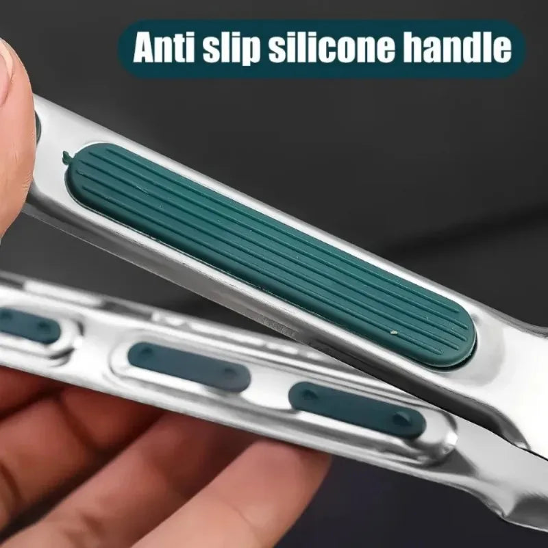 7"/12" Stainless Steel BBQ Tongs Non-Slip Silicone Handle Food Clip for Meat, Salad, Bread & Baking