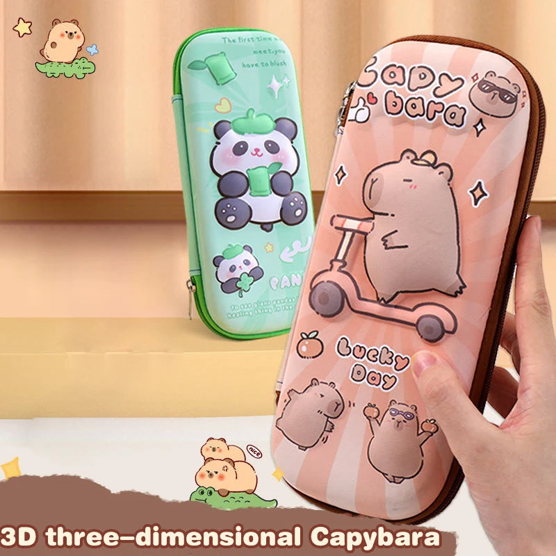 3D Capybara Pencil Case Drop Resistant, Waterproof, Large Capacity Multifunctional Pen Pouch for Students