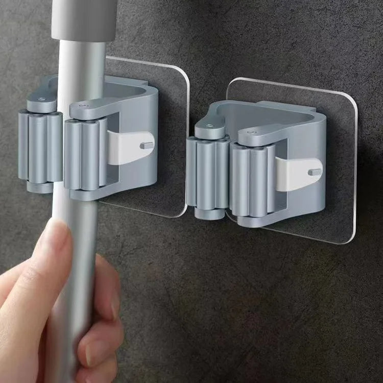 Multi-Purpose Adhesive Wall Hooks โ Mop & Broom Holder Rack| Kitchen & Bathroom Organizer No-Drill Hanging Hook for Home Accessories