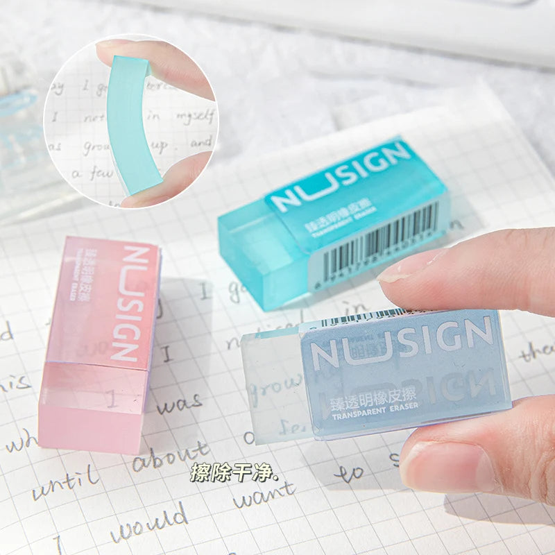 1PC Cute Transparent Eraser Solid Color Pencil Eraser for Kids & Students Back to School Supplies