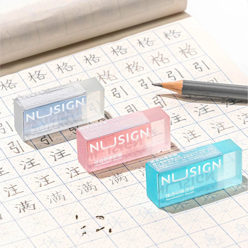 1PC Cute Transparent Eraser Solid Color Pencil Eraser for Kids & Students Back to School Supplies