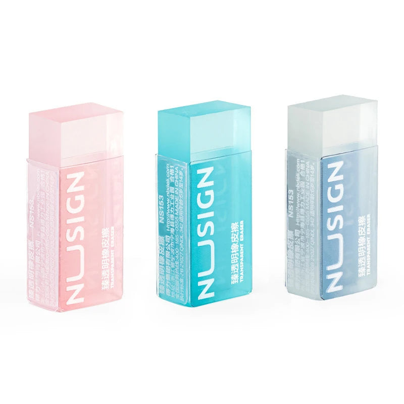 1PC Cute Transparent Eraser Solid Color Pencil Eraser for Kids & Students Back to School Supplies