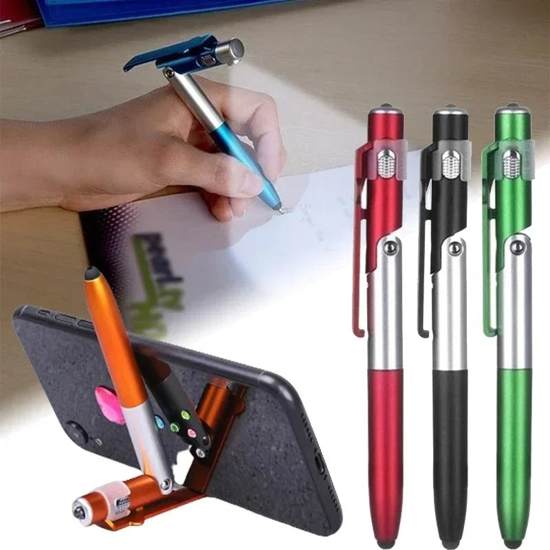 4-in-1 Multifunction Ballpoint Pen LED Light, Foldable Phone Holder, Night Writing Tool for School & Office