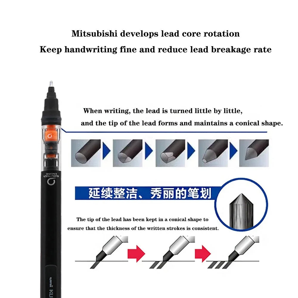 UNI Kuru Toga M5-452 Mechanical Pencil 0.5mm Low Center of Gravity, Automatic Rotation Drawing & School Supplies