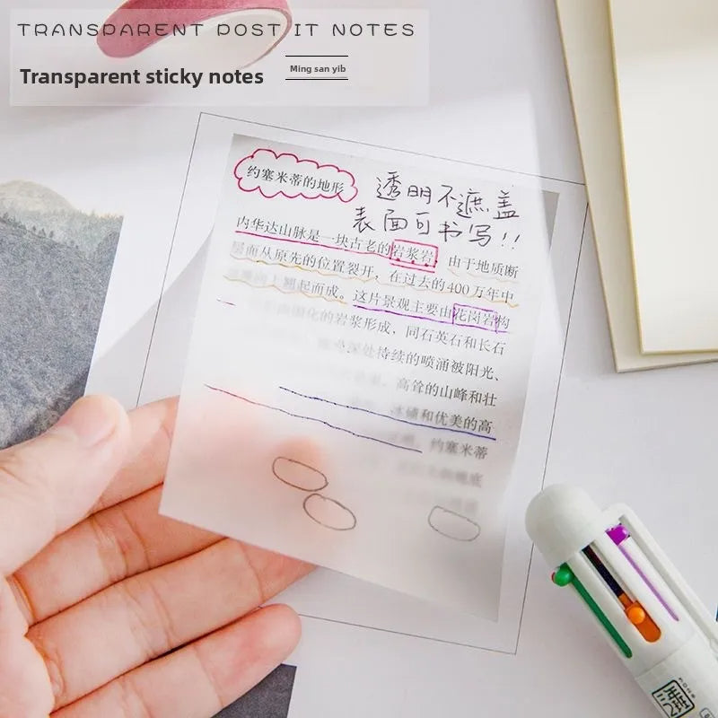 Waterproof PET Transparent Sticky Notes Creative Korean Ins Style Memo Pads for Study & Office Supplies