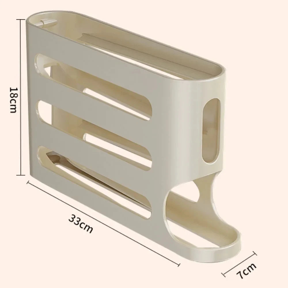 4-Layer Rolling Egg Dispenser Automatic Egg Holder Rack for Fridge & Kitchen Organization